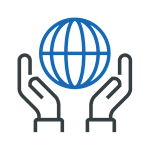 Icon of hands holding up a globe